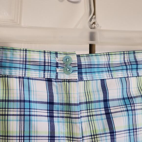 Izod Cool-FX Women's Blue Green & White Plaid Bermuda Shorts Size 2 Golfing - Picture 6 of 10